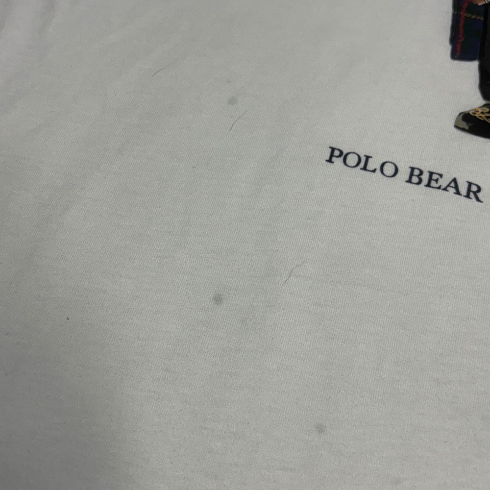 Polo Ralph Lauren Mens Polo Bear Hooded Long Sleeve T-Shirt White Large Hoodie - Picture 4 of 9